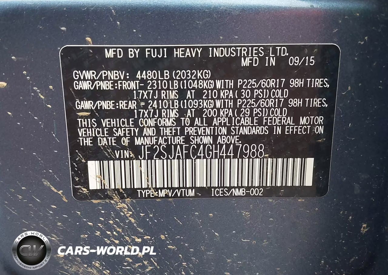 2016 Subaru Forester 2.5I Premium VIN:JF2SJAFC4GH447988 - 9
