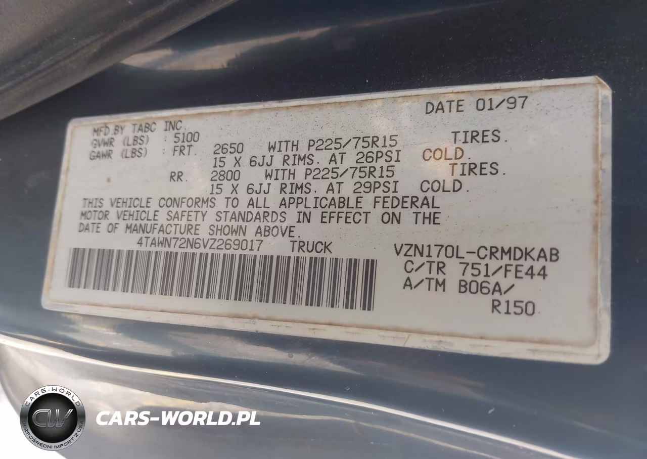 1997 Toyota Tacoma Base V6 VIN:4TAWN72N6VZ269017 - 9