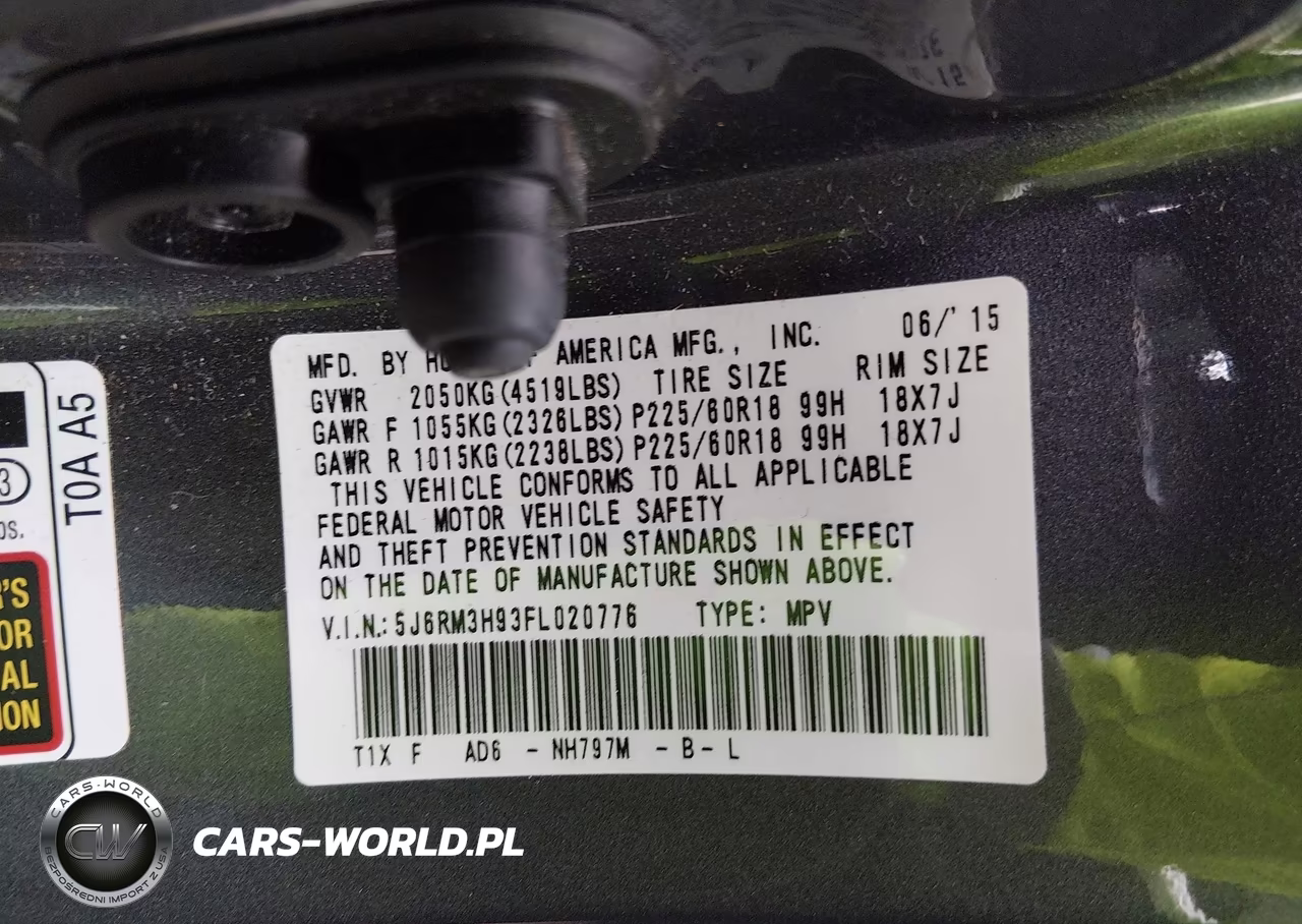 2015 Honda Cr-V Touring VIN:5J6RM3H93FL020776 - 9