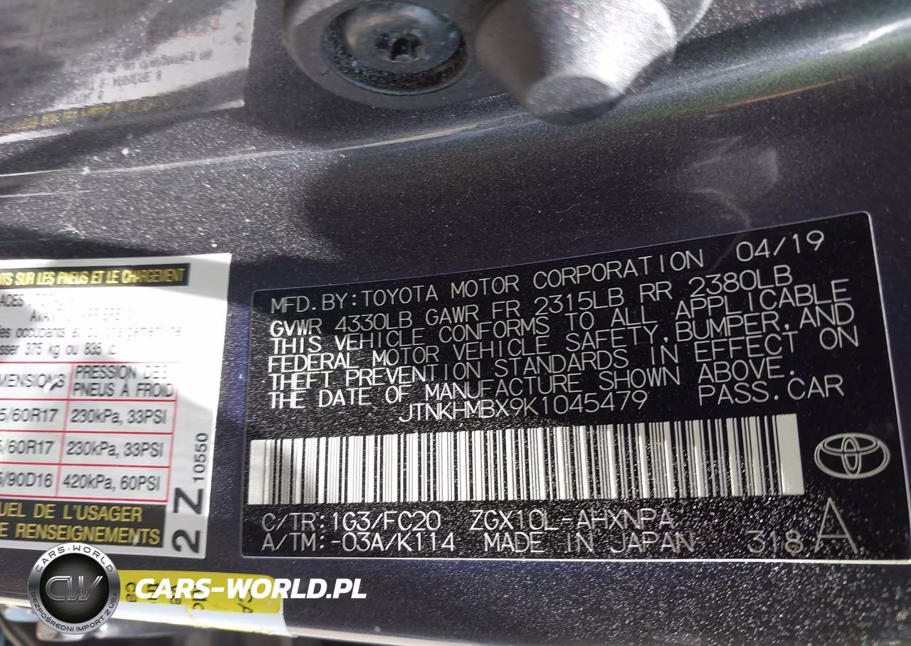 2019 Toyota C-Hr Le VIN:JTNKHMBX9K1045479 - 9