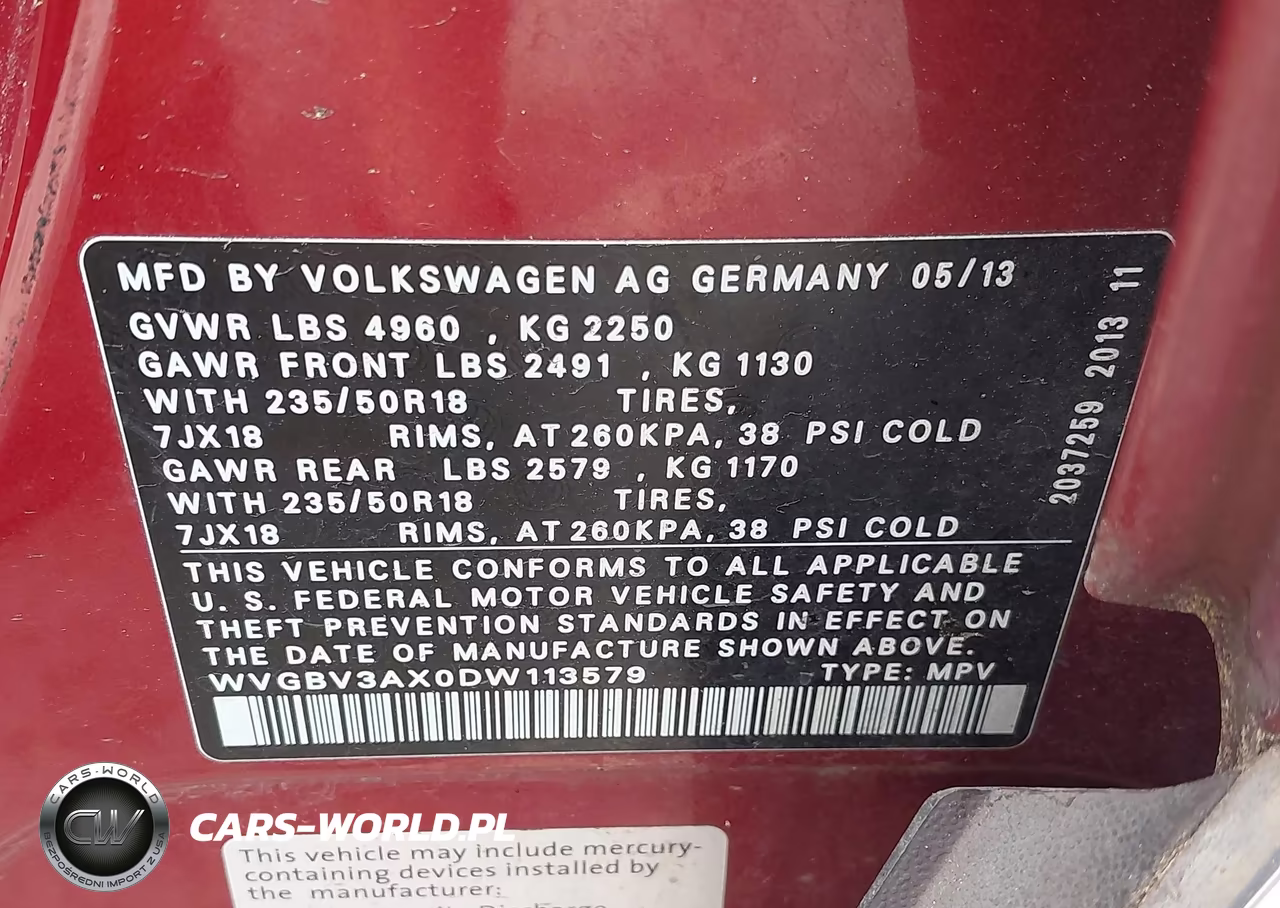 2013 Volkswagen Tiguan Se VIN:WVGBV3AX0DW113579 - 9