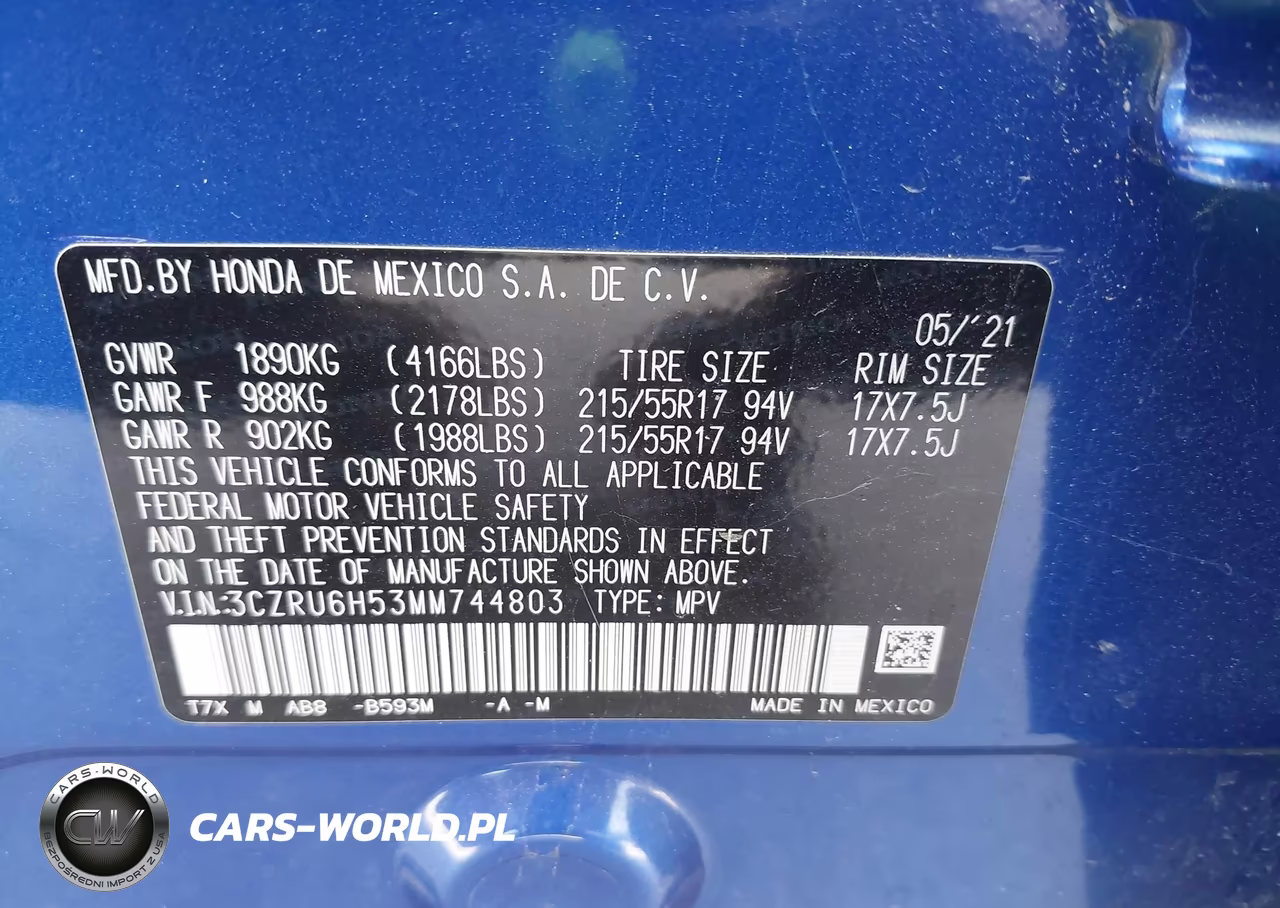 2021 Honda Hr-V Awd Ex VIN:3CZRU6H53MM744803 - 9