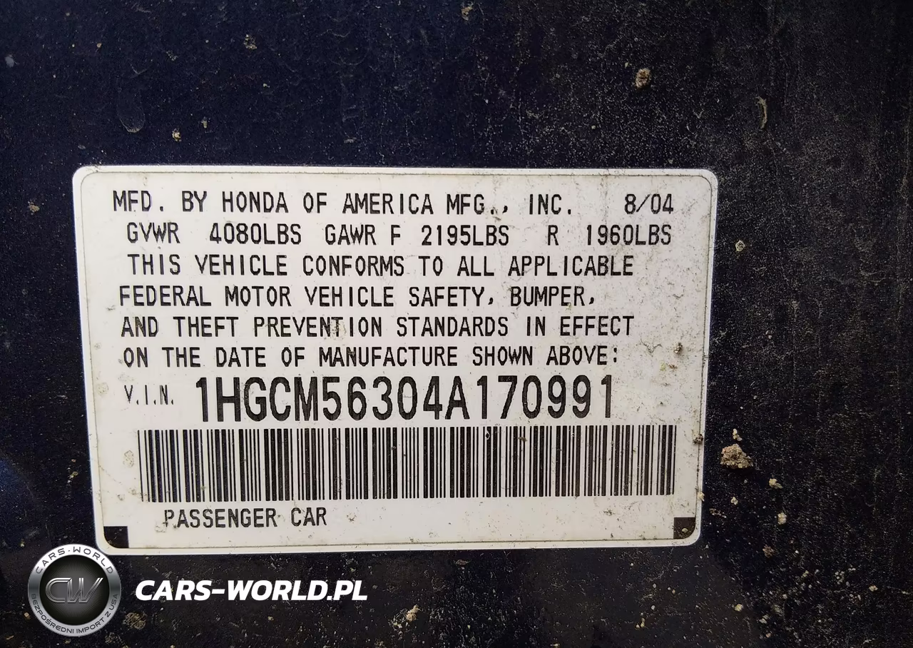 2004 Honda Accord 2.4 Lx VIN:1HGCM56304A170991 - 9