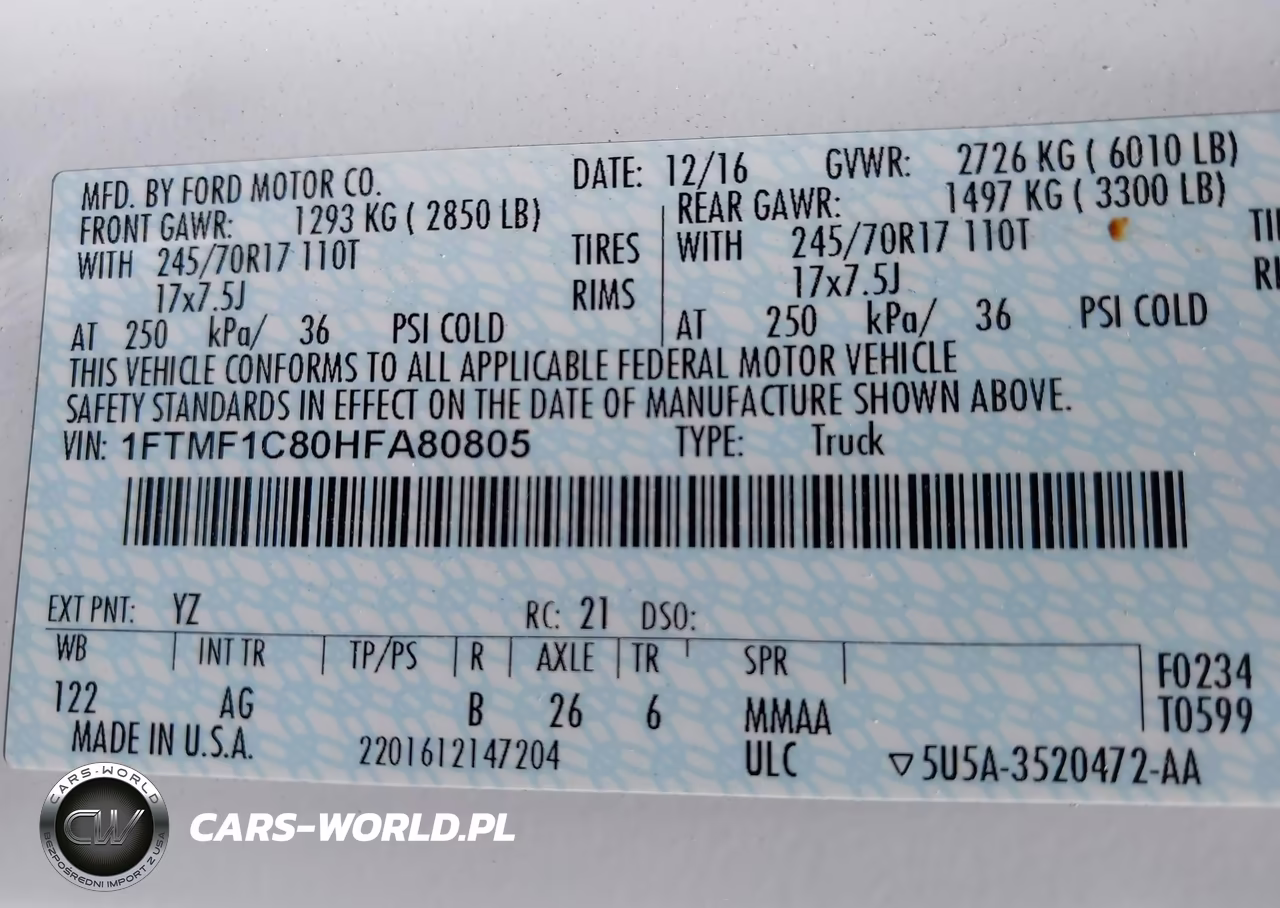 2017 Ford F-150 Xl VIN:1FTMF1C80HFA80805 - 9