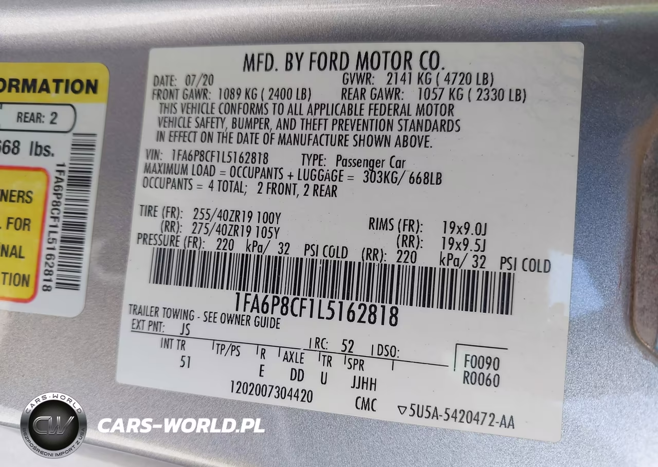 2020 Ford Mustang Gt Premium Fastback VIN:1FA6P8CF1L5162818 - 9