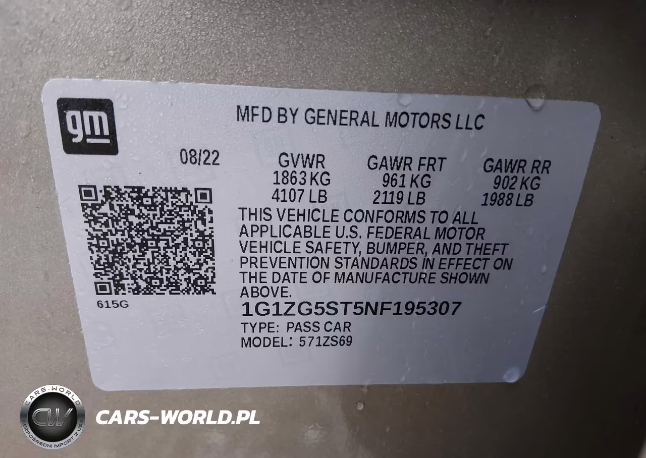 2022 Chevrolet Malibu Fwd Rs VIN:1G1ZG5ST5NF195307 - 9