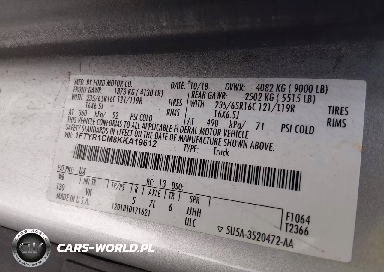 2019 Ford Transit-250 VIN:1FTYR1CM8KKA19612 - 9