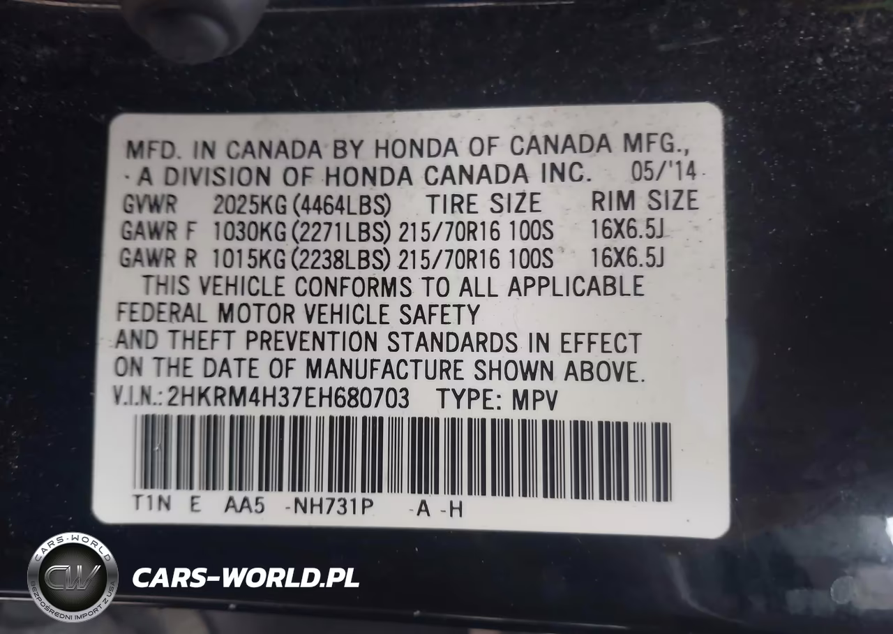 2014 Honda Cr-V Lx VIN:2HKRM4H37EH680703 - 9