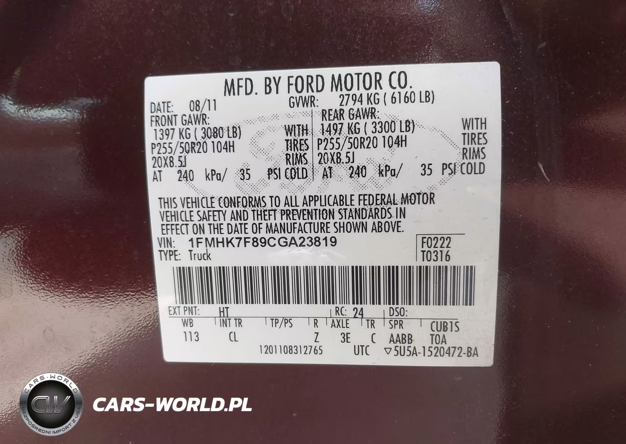 2012 Ford Explorer Limited VIN:1FMHK7F89CGA23819 - 9