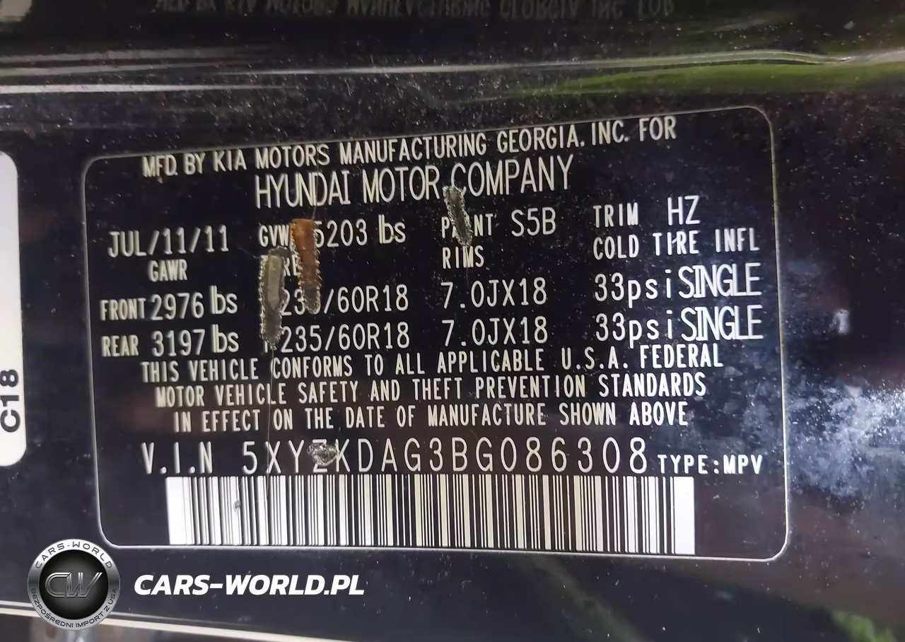 2011 Hyundai Santa Fe Limited V6 VIN:5XYZKDAG3BG086308 - 9