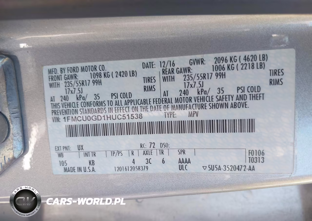 2017 Ford Escape Se VIN:1FMCU0GD1HUC51538 - 9