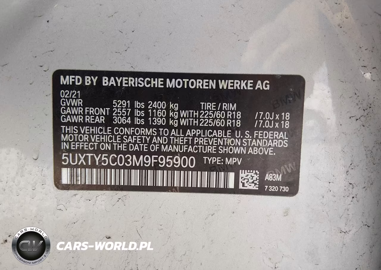 2021 BMW X3 xDrive30I VIN:5UXTY5C03M9F95900 - 9