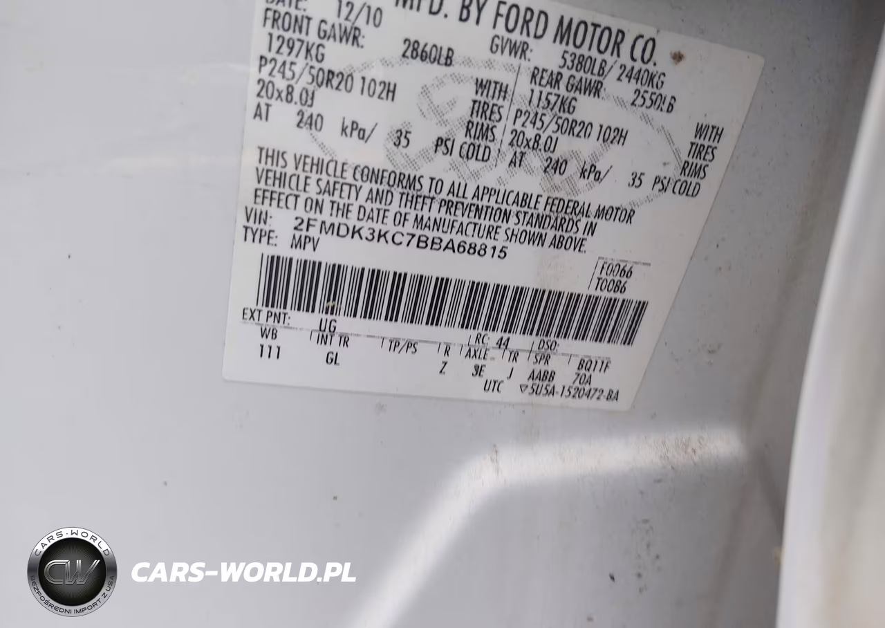 2011 Ford Edge Limited VIN:2FMDK3KC7BBA68815 - 9
