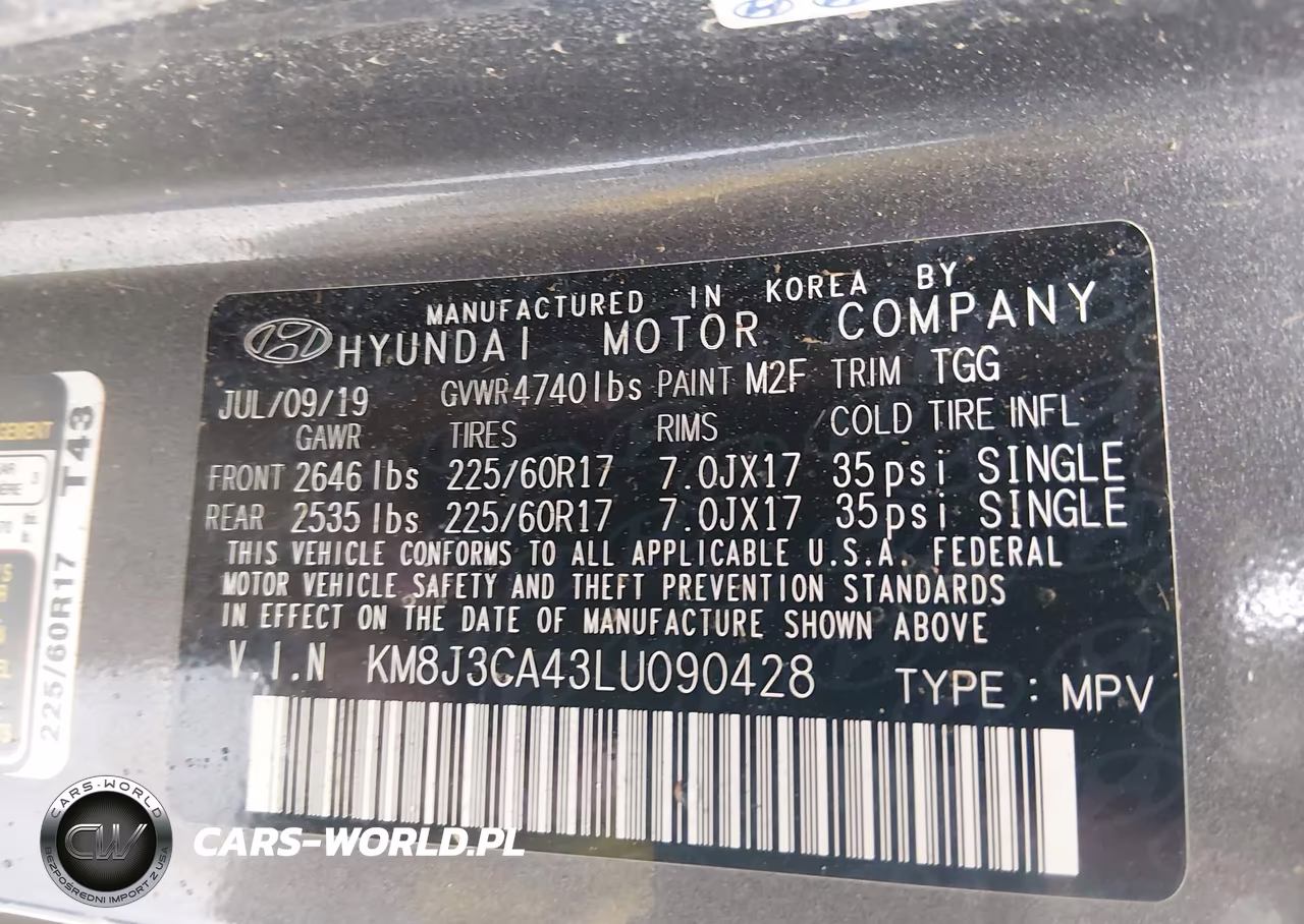 2020 Hyundai Tucson Value VIN:KM8J3CA43LU090428 - 9