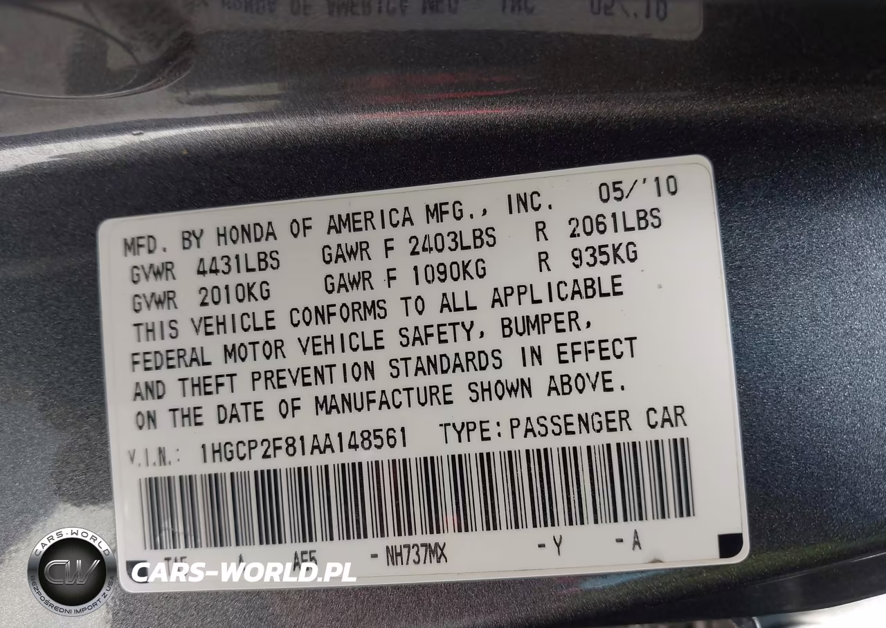 2010 Honda Accord 2.4 Ex-L VIN:1HGCP2F81AA148561 - 9