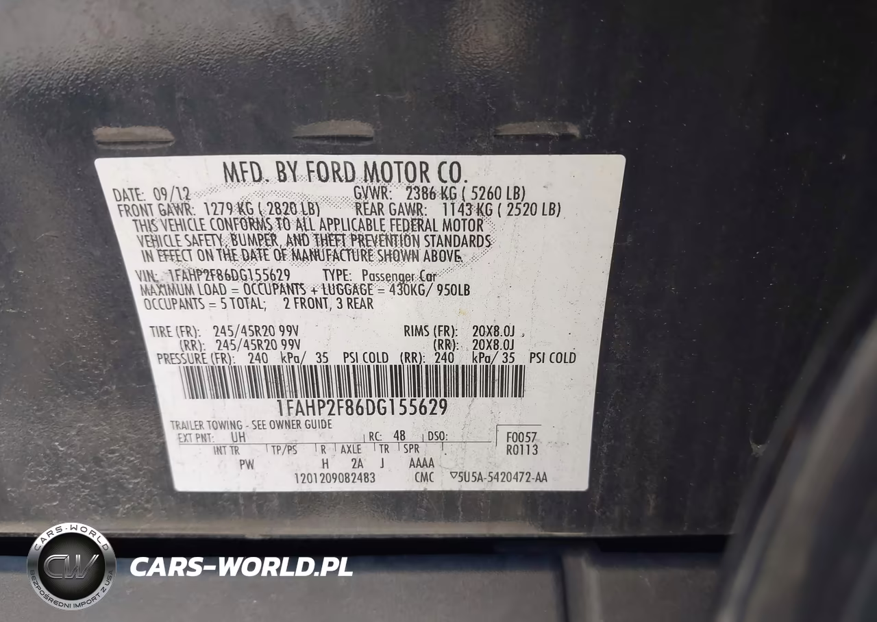 2013 Ford Taurus Limited VIN:1FAHP2F86DG155629 - 9