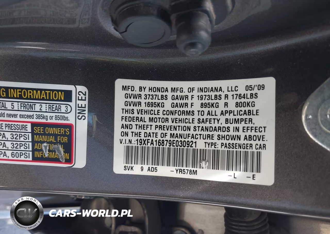 2009 Honda Civic Ex VIN:19XFA16879E030921 - 9