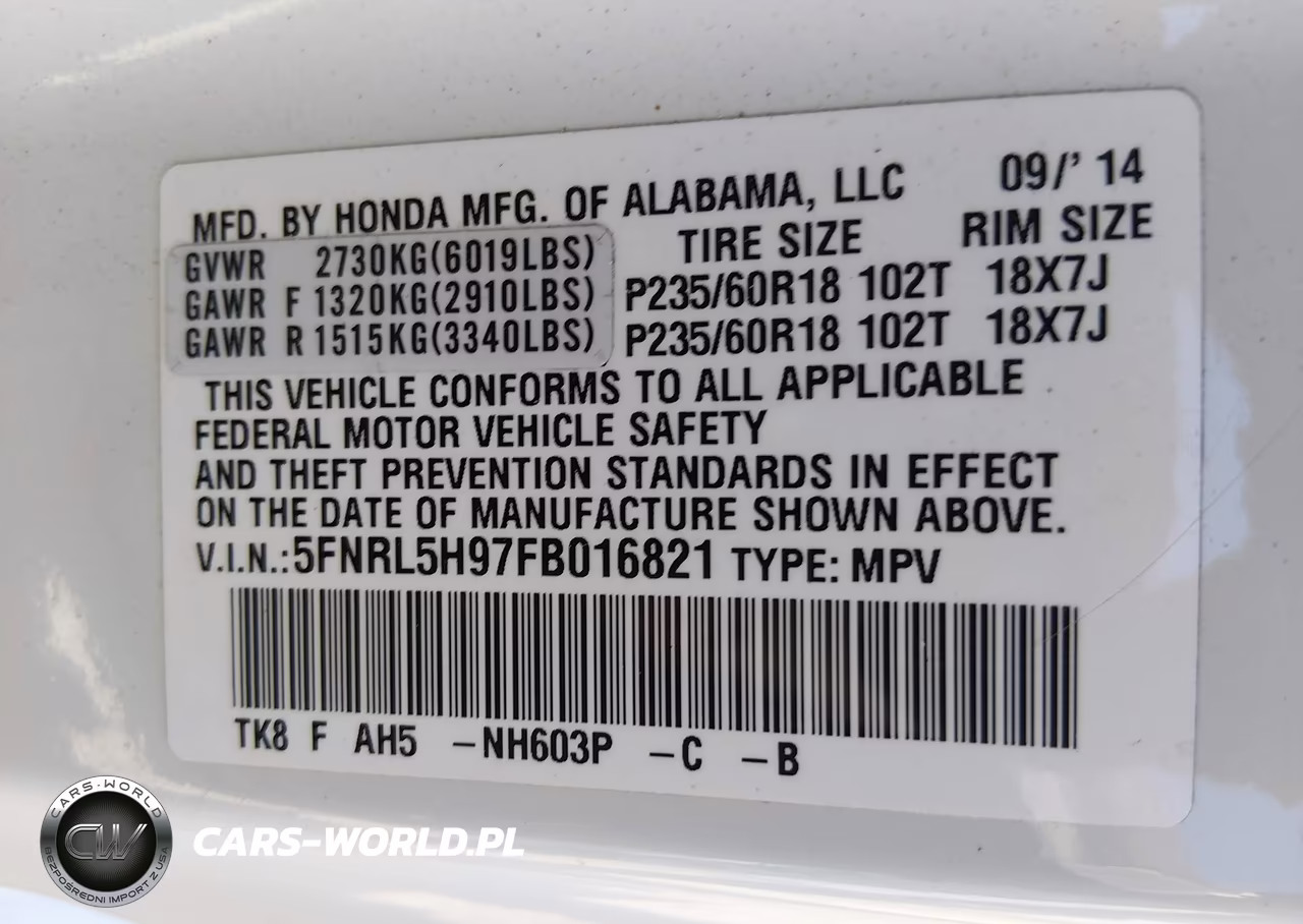 2015 Honda Odyssey Touring-Touring Elite VIN:5FNRL5H97FB016821 - 9