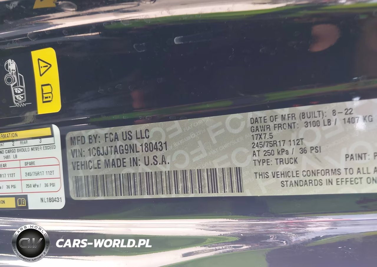 2022 Jeep Gladiator Sport S 4X4 VIN:1C6JJTAG9NL180431 - 9