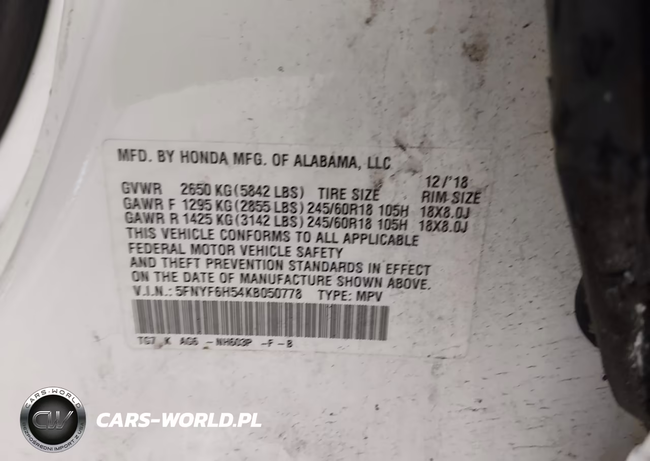 2019 Honda Pilot Ex-L VIN:5FNYF6H54KB050778 - 9