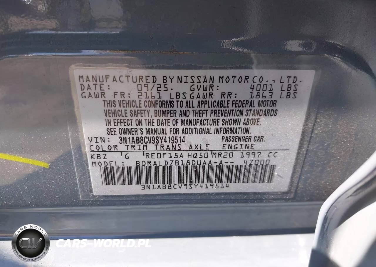 2025 Nissan Sentra Sv VIN:3N1AB8CV9SY419514 - 9