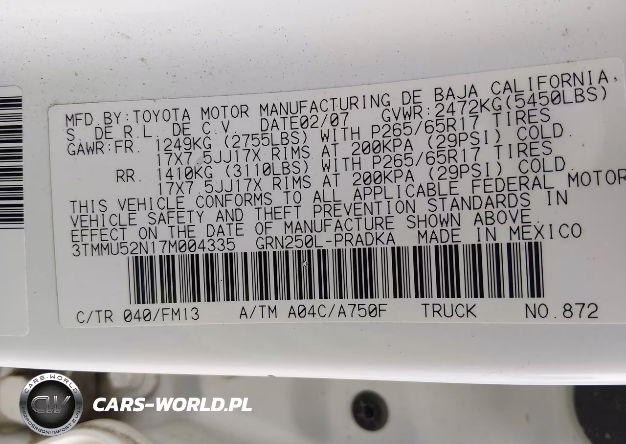 2007 Toyota Tacoma Base V6 VIN:3TMMU52N17M004335 - 9