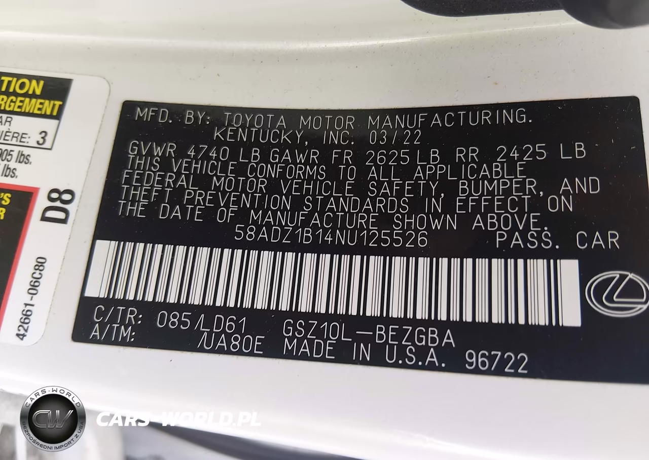 2022 Lexus Es 350 VIN:58ADZ1B14NU125526 - 9