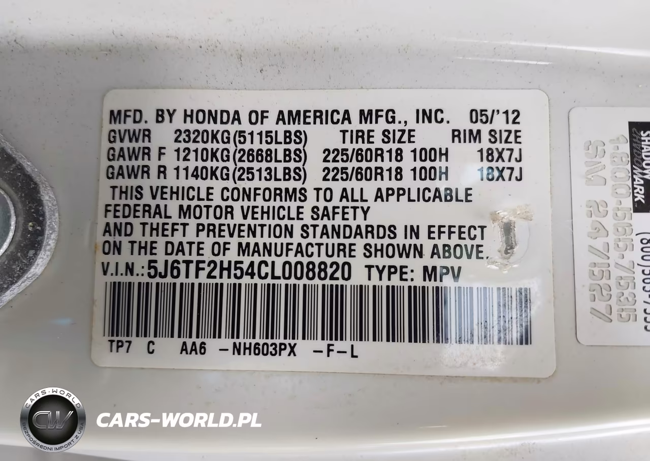 2012 Honda Crosstour Ex-L VIN:5J6TF2H54CL008820 - 9