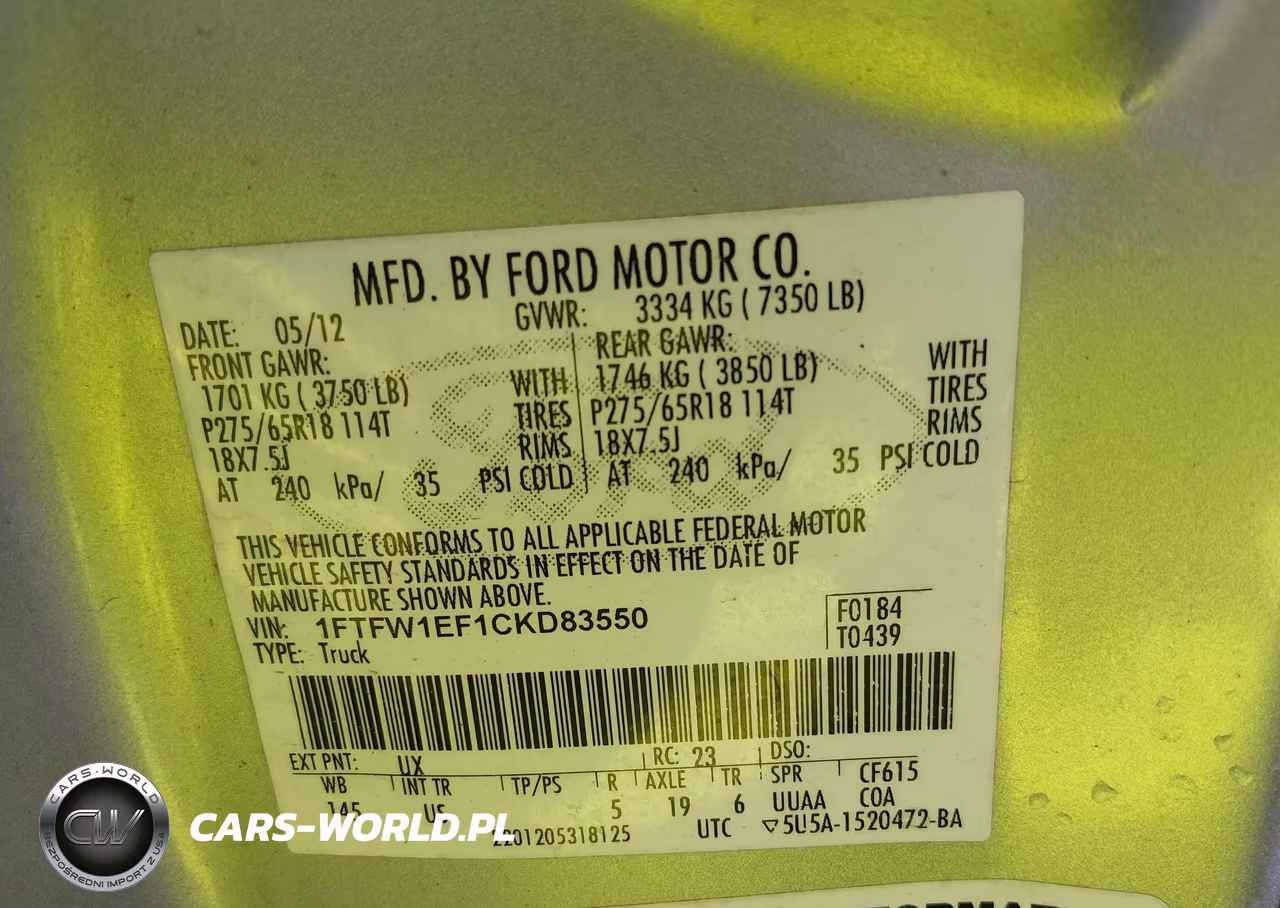 2012 Ford F-150 Xlt VIN:1FTFW1EF1CKD83550 - 9