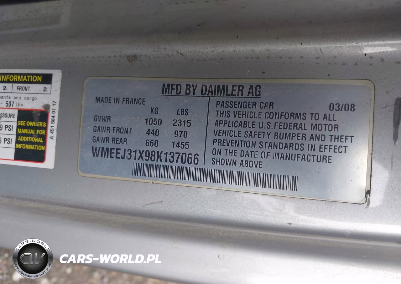 2008 Smart Fortwo Passion-Pure VIN:WMEEJ31X98K137066 - 9