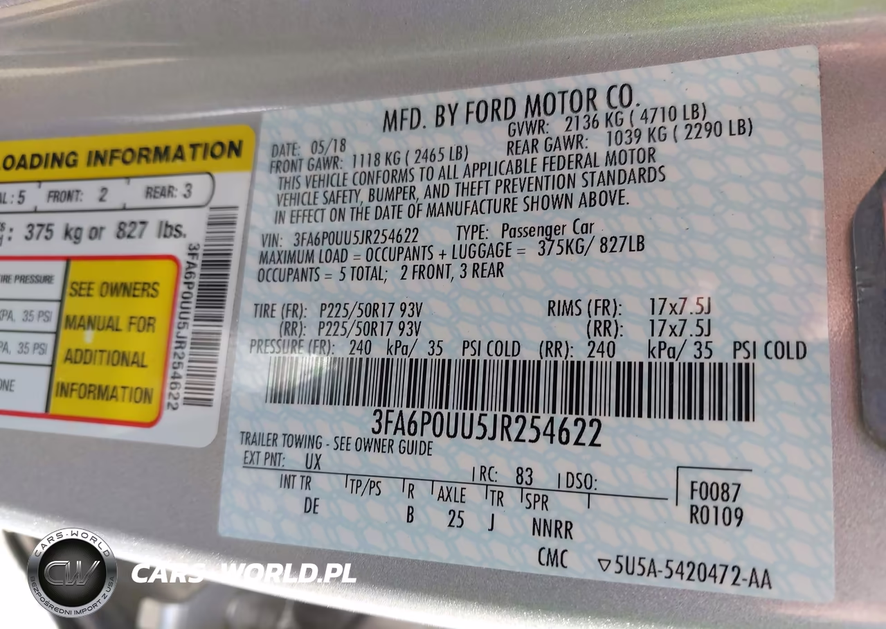 2018 Ford Fusion Hybrid S VIN:3FA6P0UU5JR254622 - 9