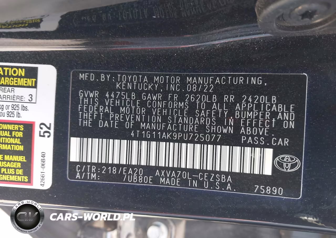 2023 Toyota Camry Se VIN:4T1G11AK9PU725077 - 9