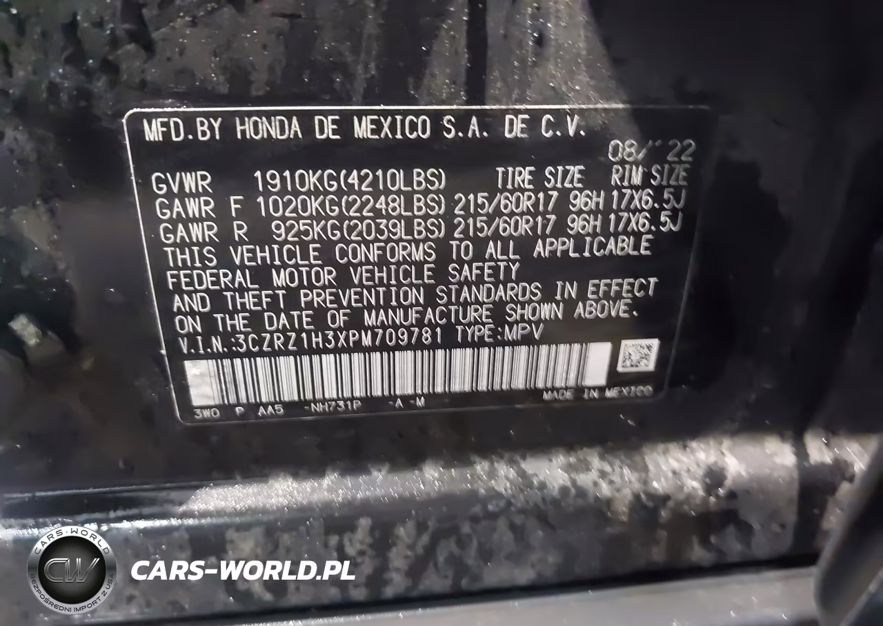 2023 Honda Hr-V 2Wd Lx VIN:3CZRZ1H3XPM709781 - 9
