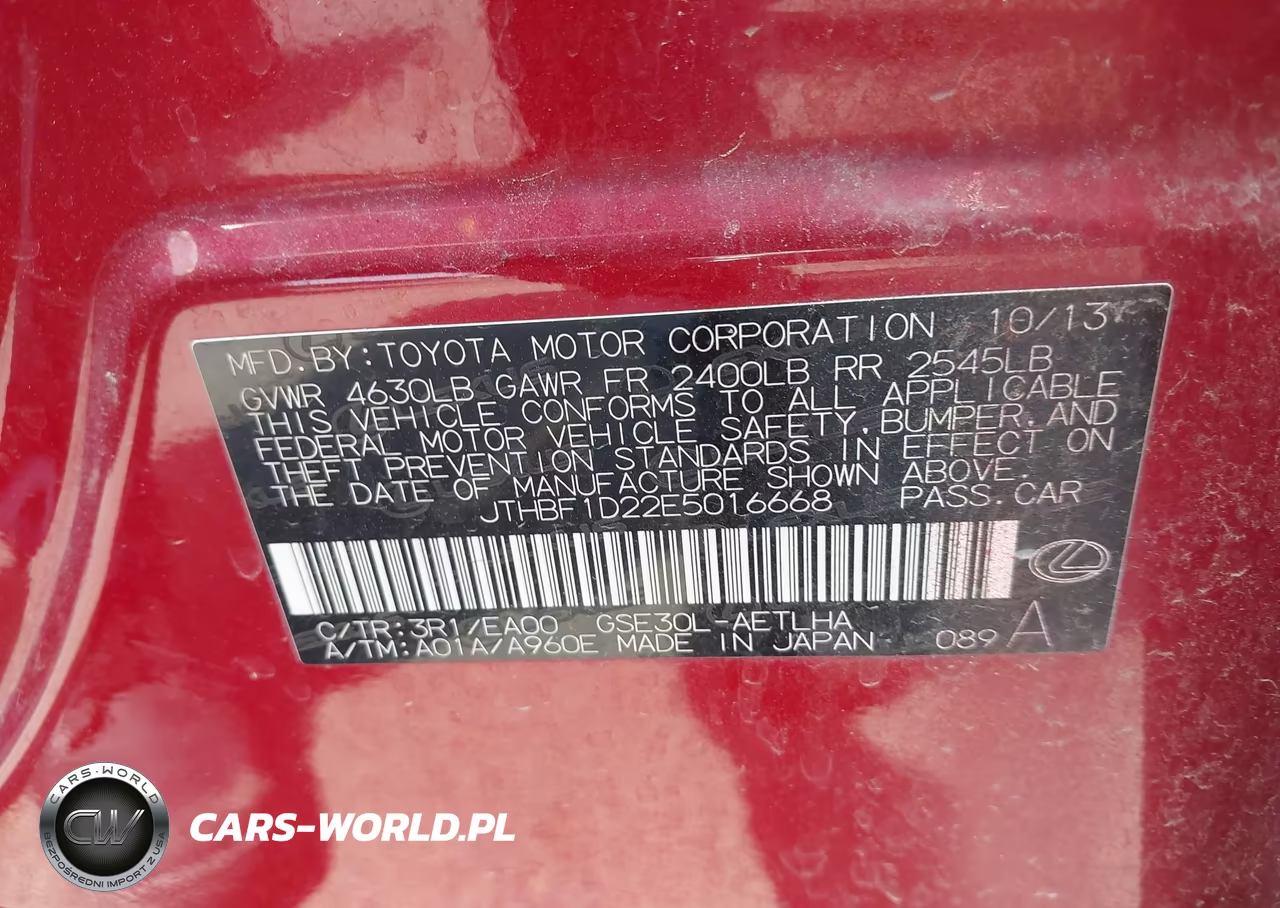 2014 Lexus Is 250 VIN:JTHBF1D22E5016668 - 9