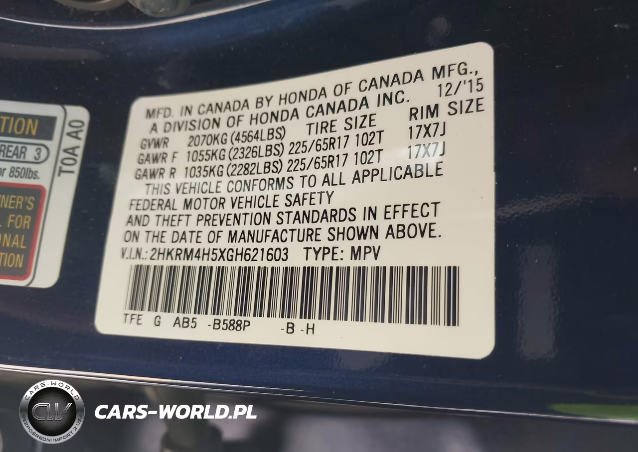2016 Honda Cr-V Ex VIN:2HKRM4H5XGH621603 - 9
