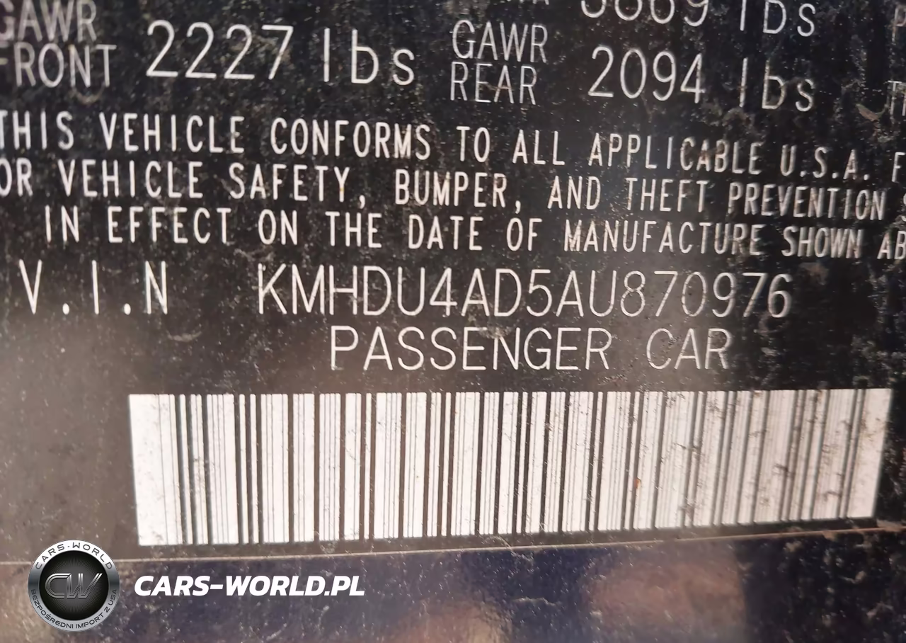 2010 Hyundai Elantra Gls VIN:KMHDU4AD5AU870976 - 9