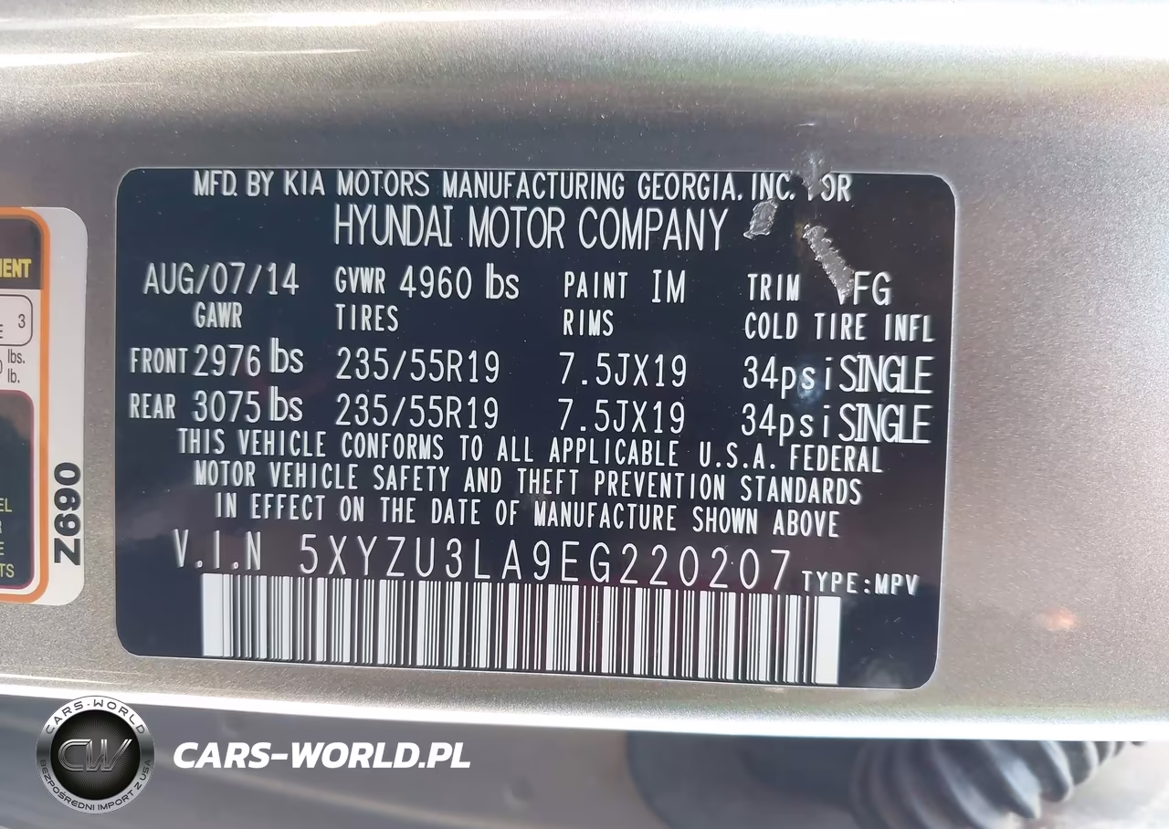 2014 Hyundai Santa Fe Sport 2.0L Turbo VIN:5XYZU3LA9EG220207 - 9