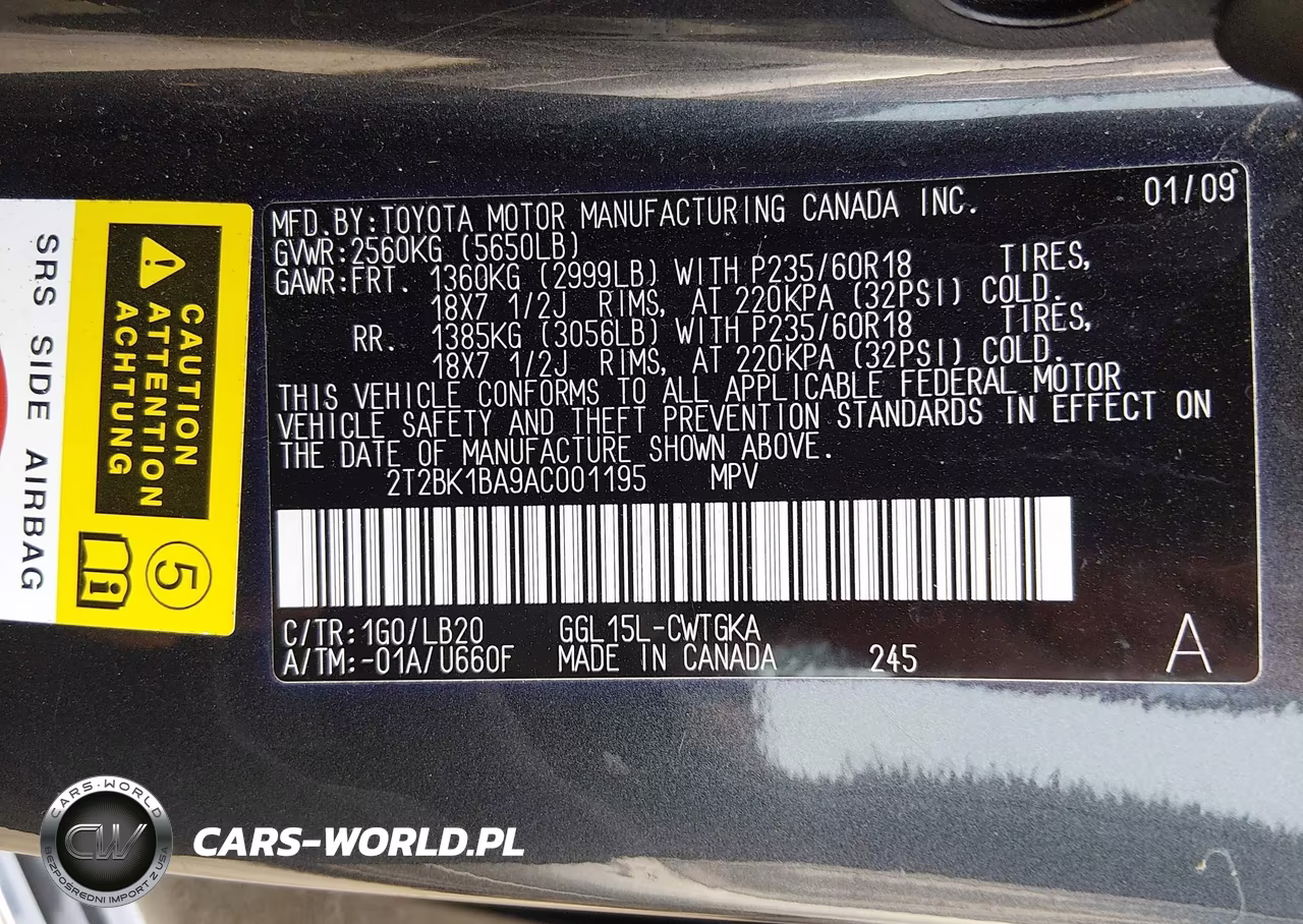 2010 Lexus Rx 350 VIN:2T2BK1BA9AC001195 - 9