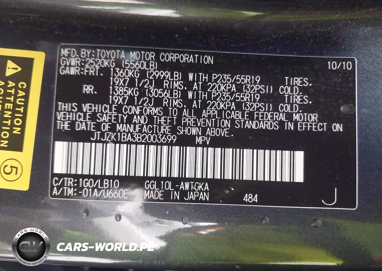 2011 Lexus Rx 350 VIN:JTJZK1BA3B2003699 - 9