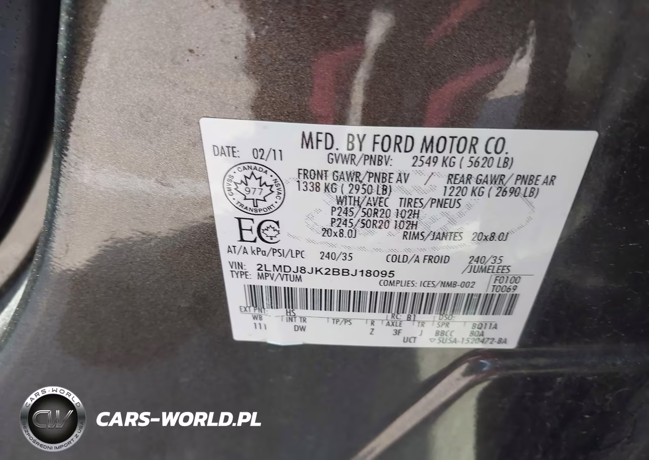 2011 Lincoln Mkx VIN:2LMDJ8JK2BBJ18095 - 9