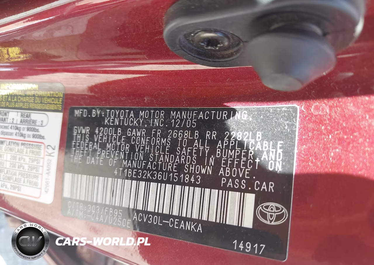 2006 Toyota Camry Le VIN:4T1BE32K36U151843 - 9