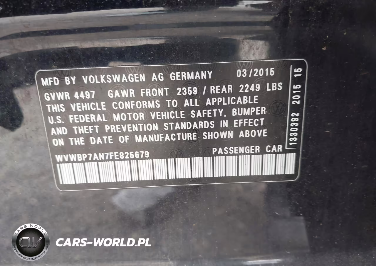 2015 Volkswagen Cc 2.0T Sport VIN:WVWBP7AN7FE825679 - 9