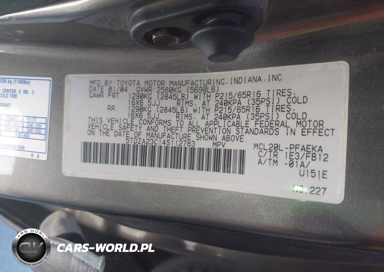 2004 Toyota Sienna Le VIN:5TDZA23C14S112783 - 9