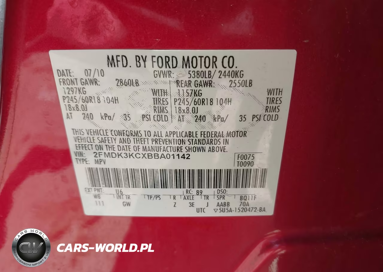 2011 Ford Edge Limited VIN:2FMDK3KCXBBA01142 - 9