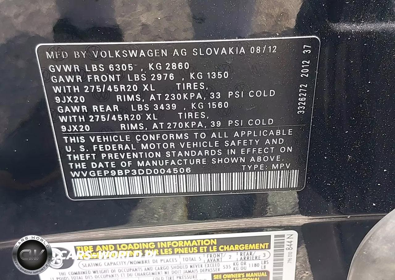 2013 Volkswagen Touareg Tdi Executive VIN:WVGEP9BP3DD004506 - 9