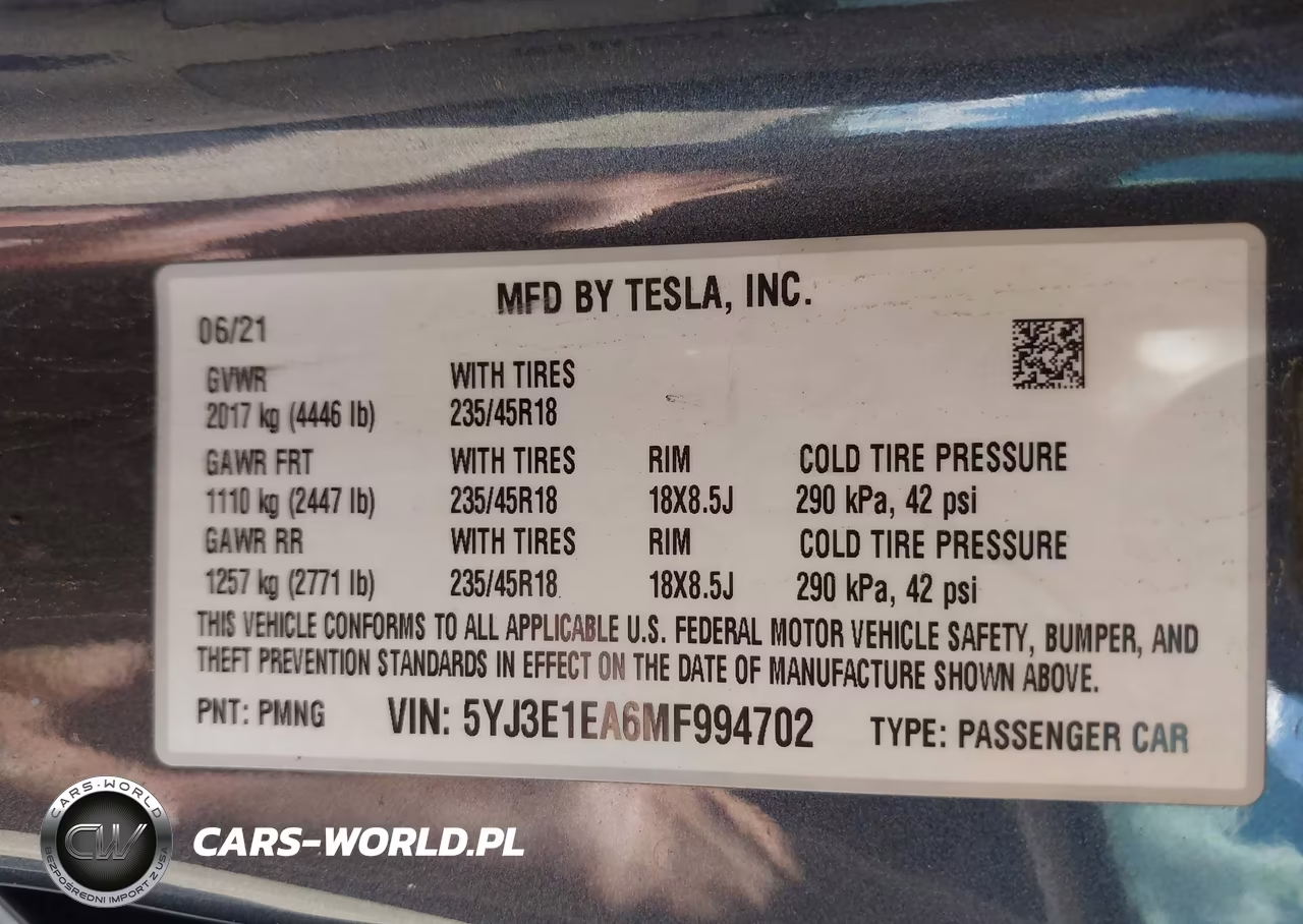 2021 Tesla Model 3 Standard Range Plus Rear-Wheel Drive VIN:5YJ3E1EA6MF994702 - 9