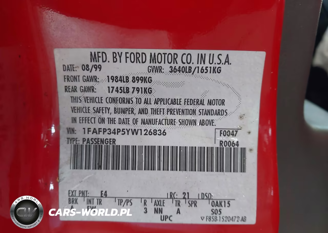 2000 Ford Focus Se VIN:1FAFP34P5YW126836 - 9