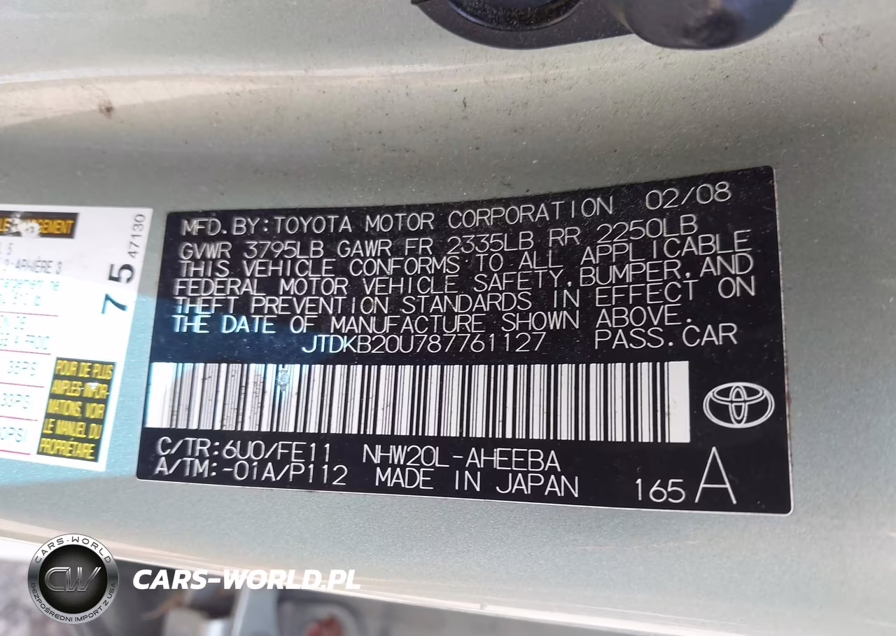 2008 Toyota Prius VIN:JTDKB20U787761127 - 9