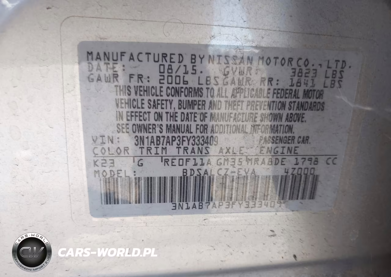 2015 Nissan Sentra S VIN:3N1AB7AP3FY333409 - 9