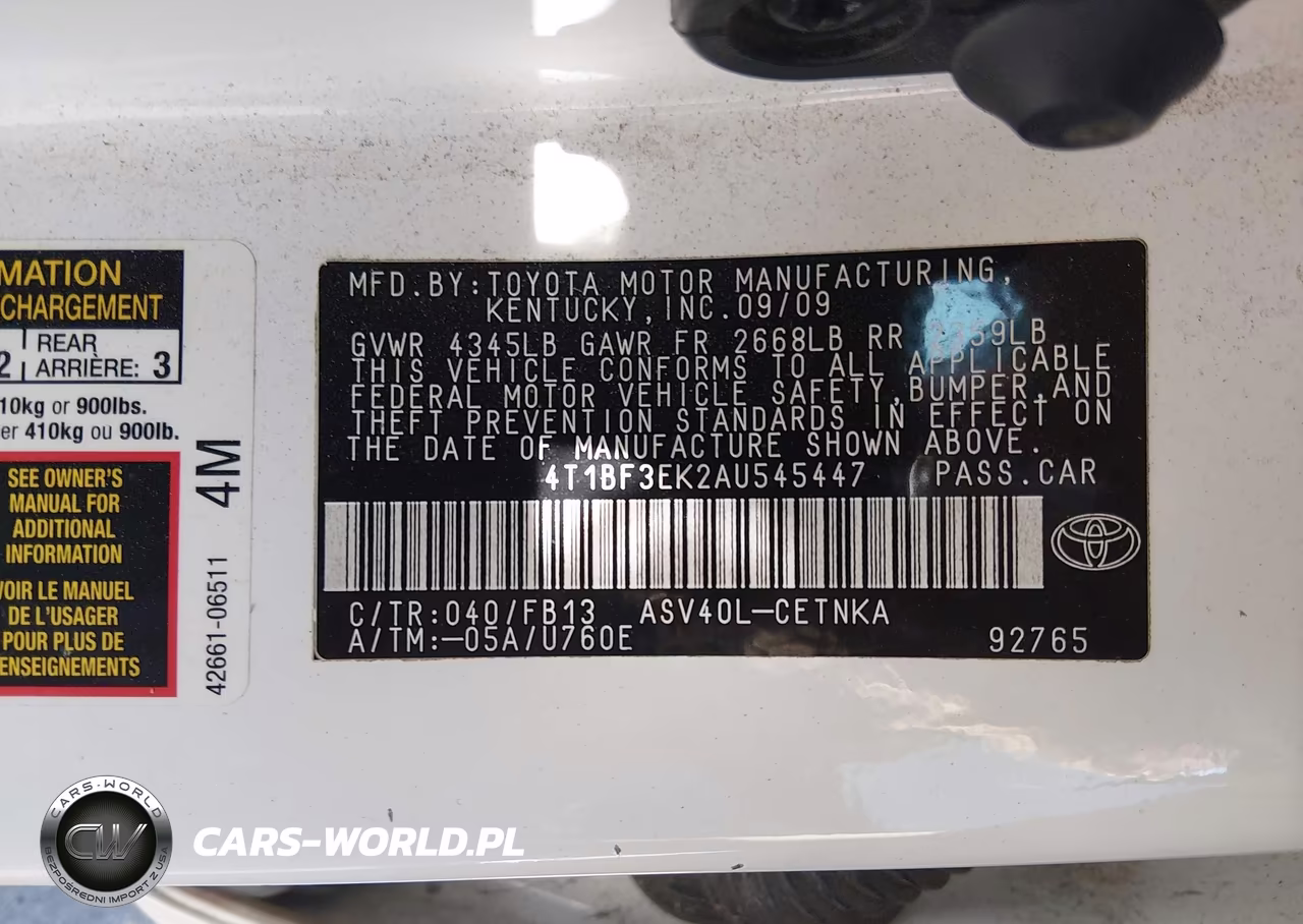 2010 Toyota Camry Le VIN:4T1BF3EK2AU545447 - 9